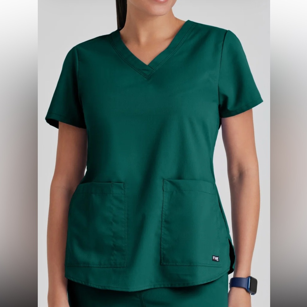 NWOT 2 Grey's Anatomy Aubrey Women’s Scrub Tops - Classic Red and Hunter Green.